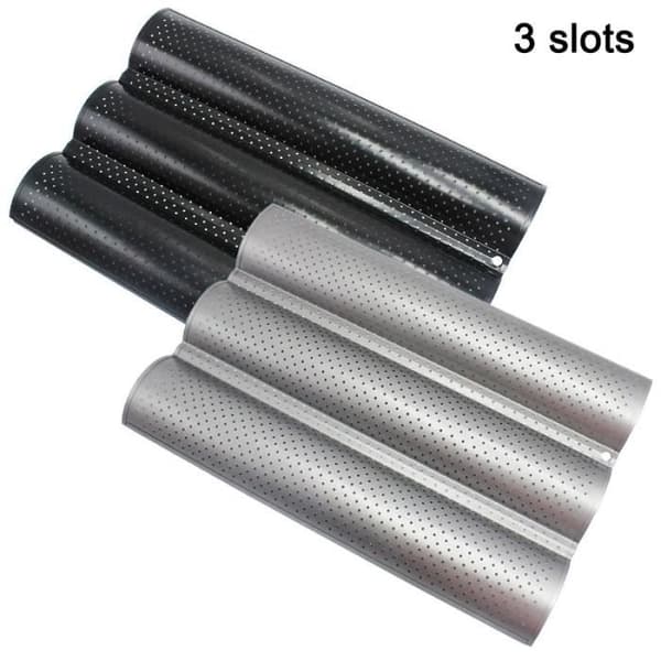 (SORT) Kulstål Fransk Bølgebrød Bageplade Bageform Pan Baguette 3 Rille SORT