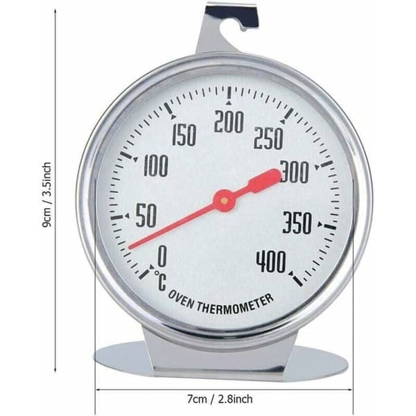 Ovnstermometer, temperaturindikator, direkteaflæsningstermometer, rustfri stålsonde med krog