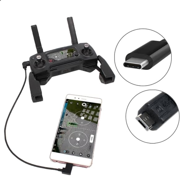 USB-C til Micro-USB for DJI Mavic Pro / Spark (30cm)