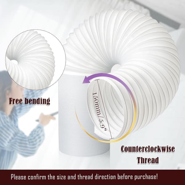 200CM Mobile Air Conditioner Hose, Expandable Diameter 15cm Counter-Clockwise Thread Hose, Replacement for Disassembly Kit