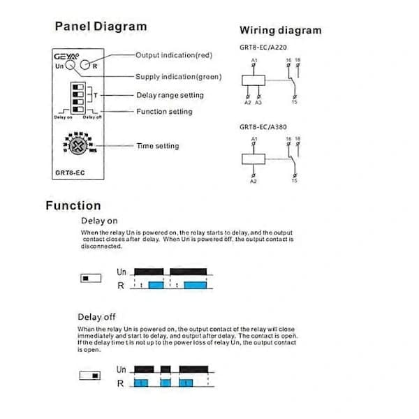GRT8-EC 10A Dual Function Relay with Delay On or Off AC230V Time Relay