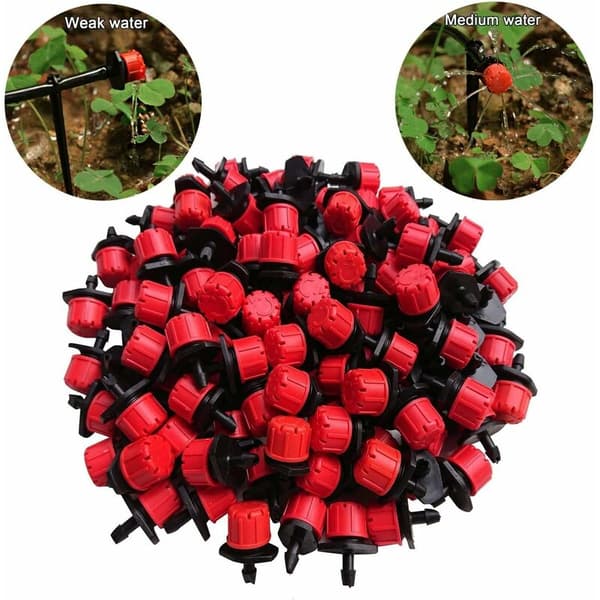 Irrigation Drippers, 100 Pcs Adjustable Irrigation Sprinklers Drip Irrigation System Kit Micro Hem Drip Head Irrigation Mist Nozzles