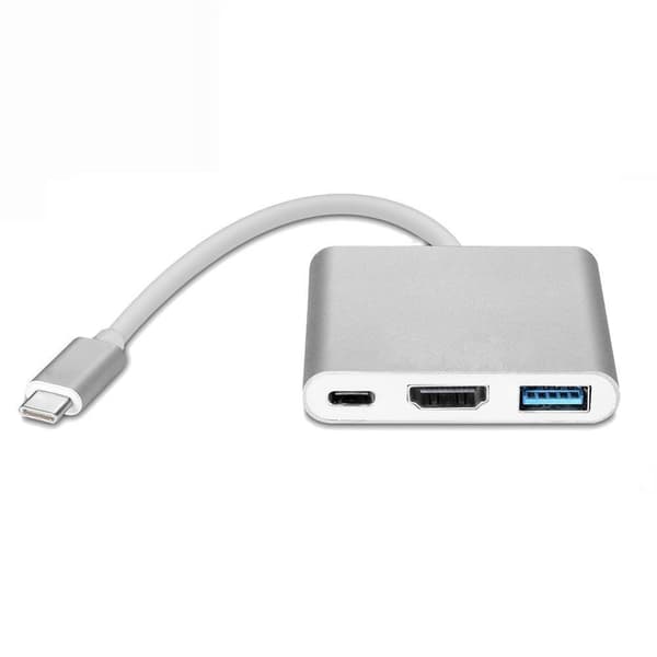 USB-C Multiportadapter til USB, USB-C (USB PD), 4K HDMI-kompatibel Sølv