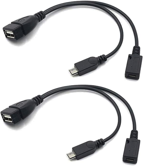AuviPal 2 i 1 Micro USB til USB-adapter (OTG-kabel + strømkabel) til FireStick, Playstation Classic og mere - 2-pak