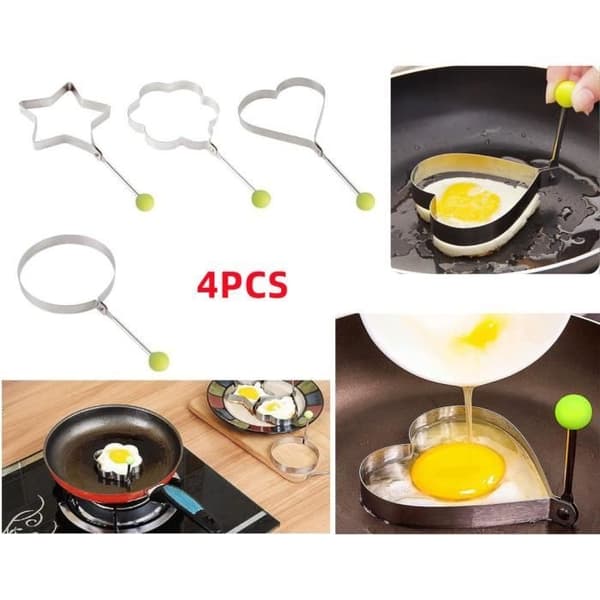 Stekt eggform - Rustfritt stål - 4 stk