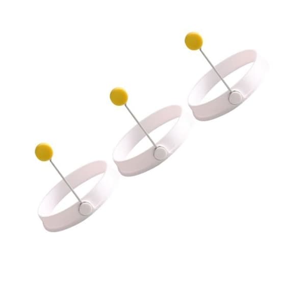 3 stk stekte eggeringer med håndtak, kreativ bakeform i silikon, omelett, stekt egg, kakeform - bakeform
