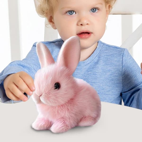 Interactive Rabbit Plush Toy, Realistic Hopping Rabbit Toy Interactive Rabbit Toy for Easter, Electric Rabbit Toys (white) High Quality (Easter) pink