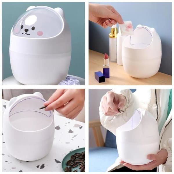 Desktop Trash Can, Portable Trash Can with Lid, Mini Plastic Trash Can for Table Use, for Sink, Dressing Table