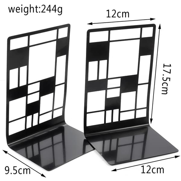 Non-slip Metal Bookends 2-pack Square