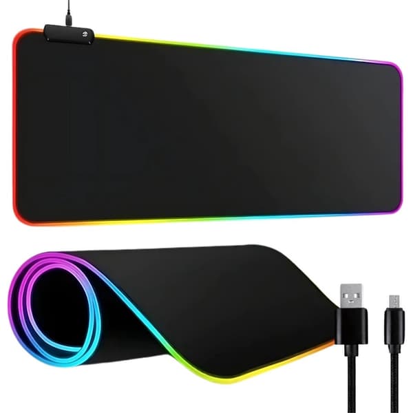 Gaming Musemåtte med LED-lys - 90x40cm - RGB