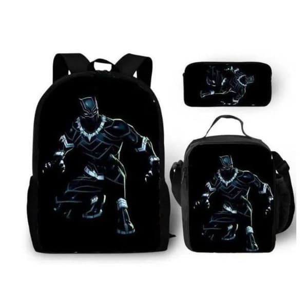 JINDING Backpack Black Panther 3D Print 16 inch School Set 3 Pieces