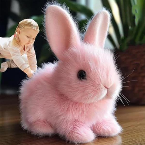 Interactive Rabbit Plush Toy, Realistic Hopping Rabbit Toy Interactive Rabbit Toy for Easter, Electric Rabbit Toys (white) High Quality (Easter) pink