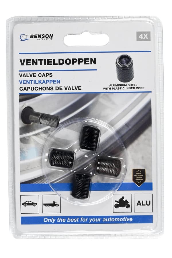 Ventilhetter 4 stk aluminium svart