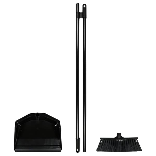 Dustpan and brush with handle black