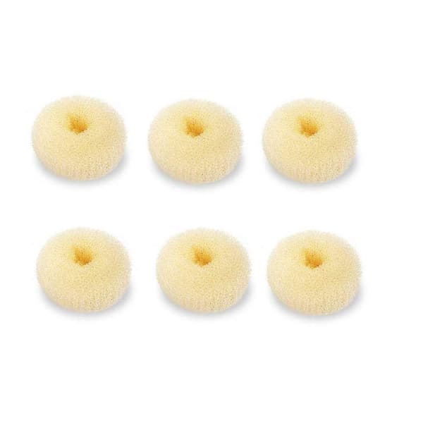 Extra Small Kids Bun Maker, 6-Pack Mini Donut Styler (Small 2\", Off-White)