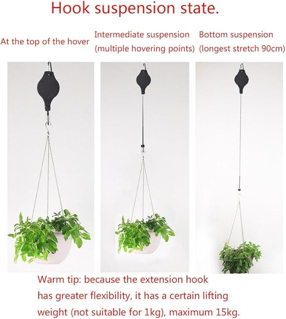 2 Black Retractable Hangers Adjustable Heavy Duty Plant Lifters