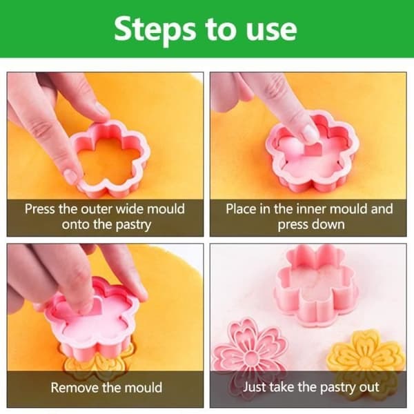 Cookie Cutters - Unspecified - 8 Pieces - Food Grade PVC - Flower Shapes - Baking Decorations