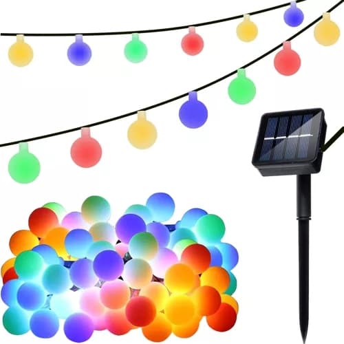 LED-guirlande med solcelle 7m - 50 farvede kugler