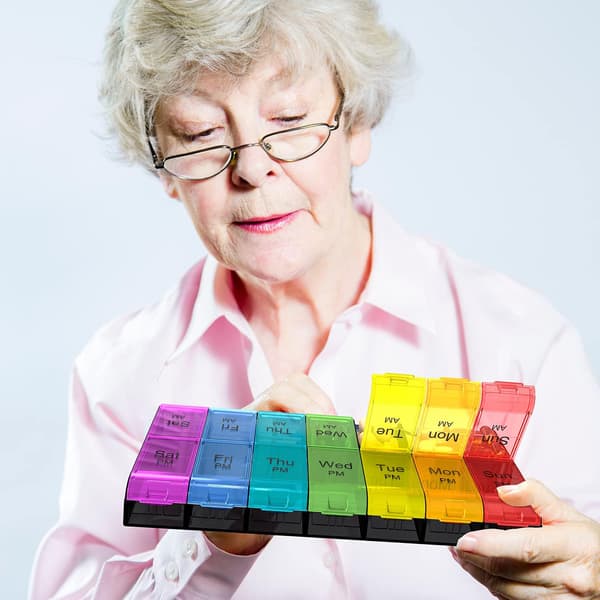 Extra Large Pill Organizer 2 Times A Day, Weekly XL AM PM Pill Case, 7 Day Pill Box Twice A Day (Rainbow)