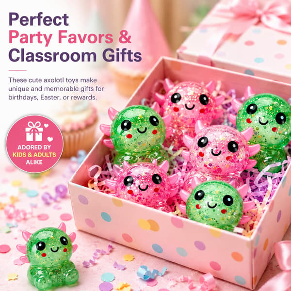 2 st Axolotl Squishy Stressboll, Glitter Långsamt Stigande Klämleksak för Barn