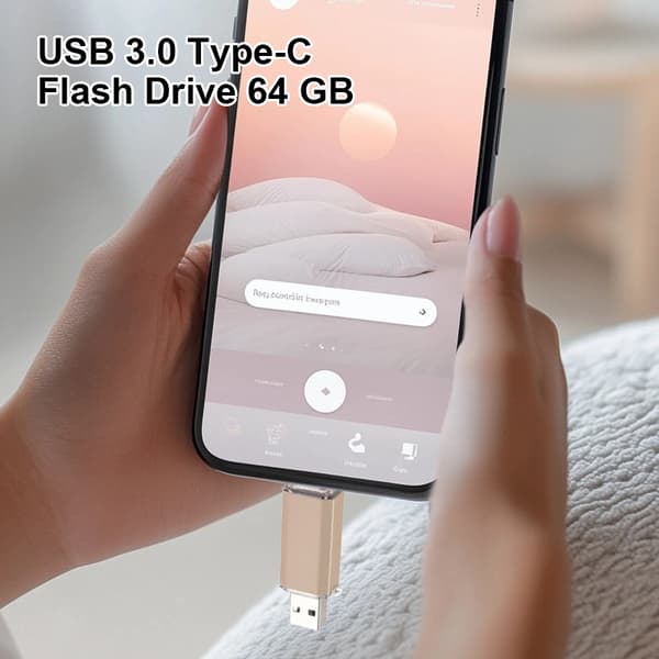 2-in-1 USB Flash Drive with USB 3.0 and USB-C (64 GB) Gold