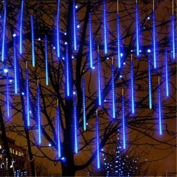 EU-pris - Blå - Utendørs LED-lyslenke, 8 rør 30 cm, meteorregn, dekorasjon