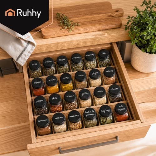 Spice Jars Glass with Labels & Accessories - 120 ml - 24-Pack