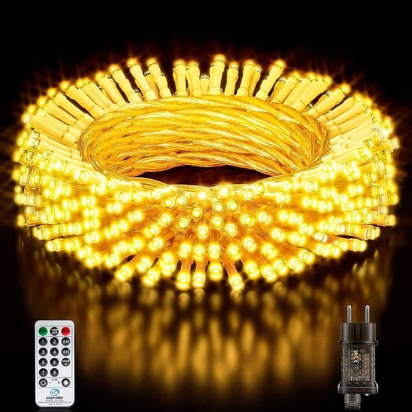 Lyskæde - 30 meter - 300 LED - 8 tilstande - Varme farver