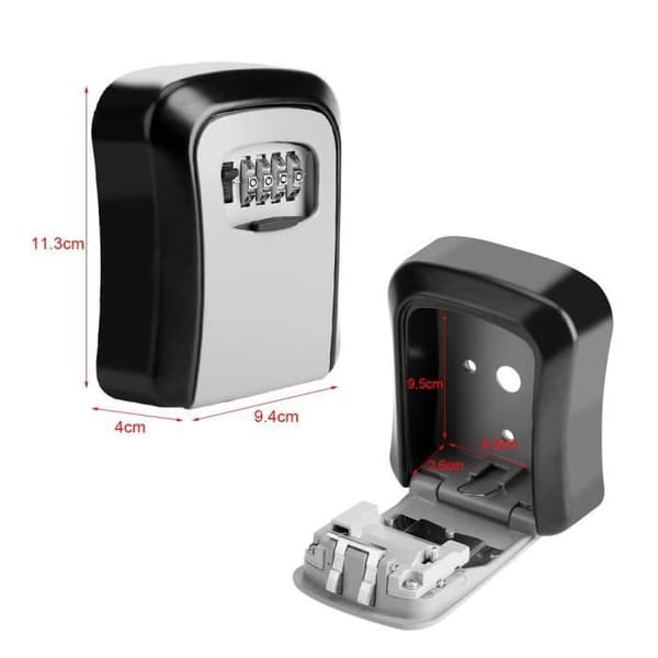 Key Storage Lock Box with 4-Digit Combination, Wall Mounted Key Organizer Box -- SEC