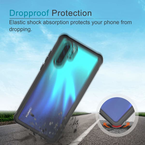 Huawei P30 Pro -kuori näytönsuojalla, musta/harmaa