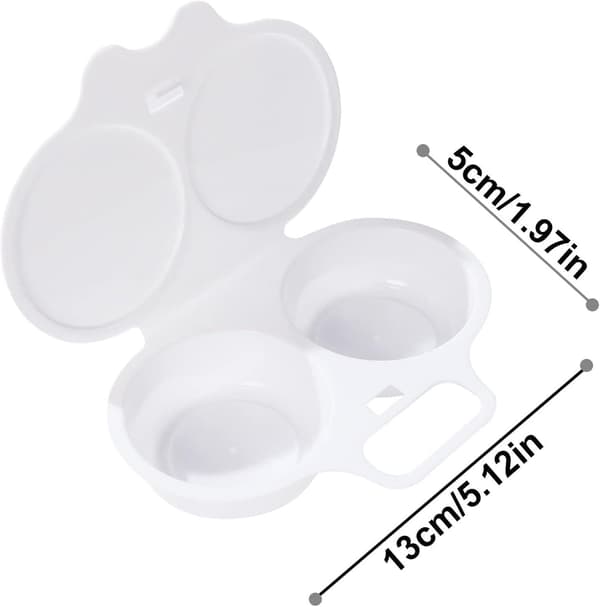 White Microwave Egg Poacher 2-Hole Nonstick Egg Cooker with Lid Double Cup Poached Egg Maker Easy Egg Boiler Kitchen Utensil