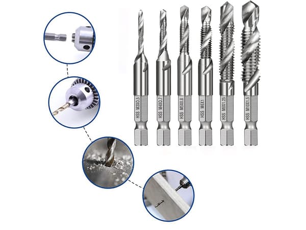 Tap and Drill Bit Set M3-M10 - HSS Drill and Tap 6-pack