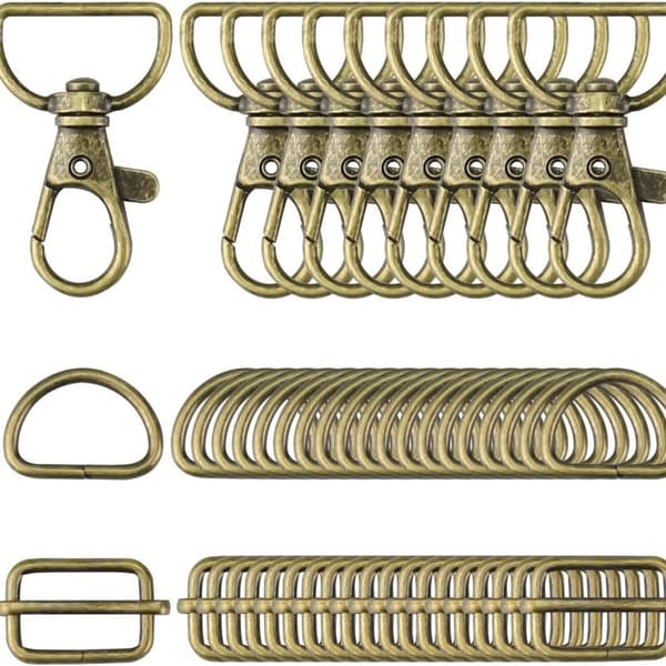 50 stk Metall D-ringer Svingbare karabinkroker Triglide-spenner