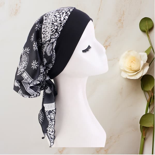 Satin Printed Tie Chemo Cap - Comfortable Headwear