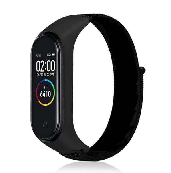 Nylon urrem til Xiaomi Mi Band 3/4/5/6/7 Sort