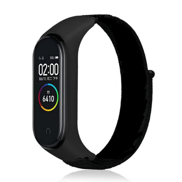 Nylon urrem til Xiaomi Mi Band 3/4/5/6/7 Sort