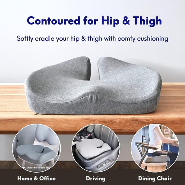 Ergonomic Memory Foam Seat Cushion for Lumbar Support - Comfort for Office and Home, Compatible with Various Chairs