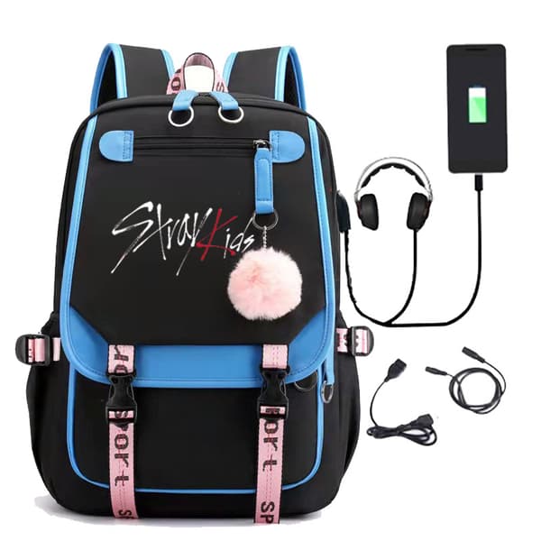 Stray Kids Ryggsäck Mochila Barn Väskor med Kapacitet blue