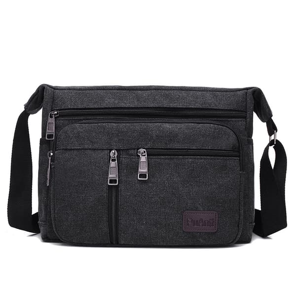 Men's Canvas Shoulder Bag - Stylish and Practical Shoulder Bag Black