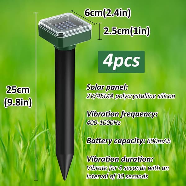 Solar-baseret muldvarpeafviser 4-pak