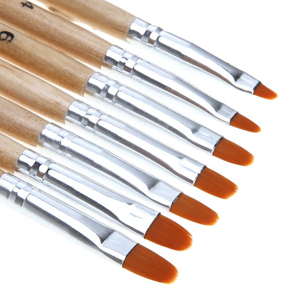 7 pcs Acrylic/UV Brushes for nails - Wood