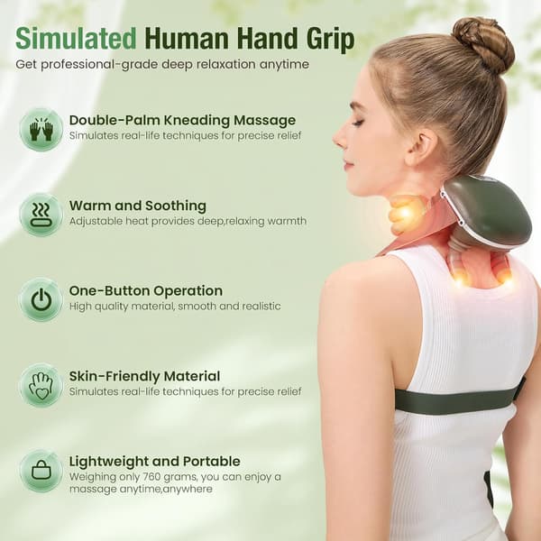 3D Wireless Neck Massager with Heat Function, Portable Bionic Massager, Deep Tissue Massage, Relieves Neck Pain and Soothes Muscle Soreness.