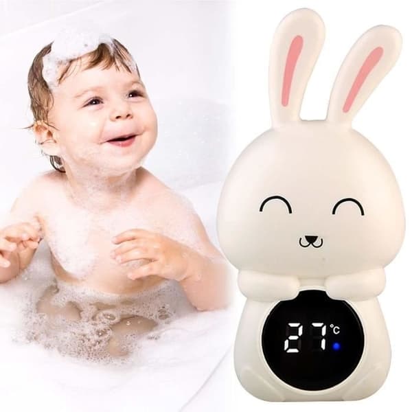 Babybadtermometer, digital badtermometer, säkerhetstermometer med LED-pekskärm, temperaturvarning