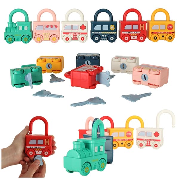 Educational Puzzle Game Car Block Padlock Sensory Toy Montessori