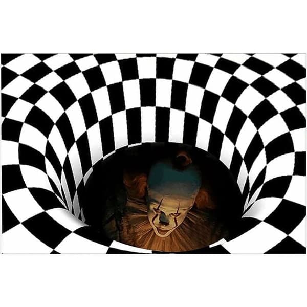 3D optisk illusionsmåtte, skridsikkert klovneduemønster, blød måtte til Halloween YYV