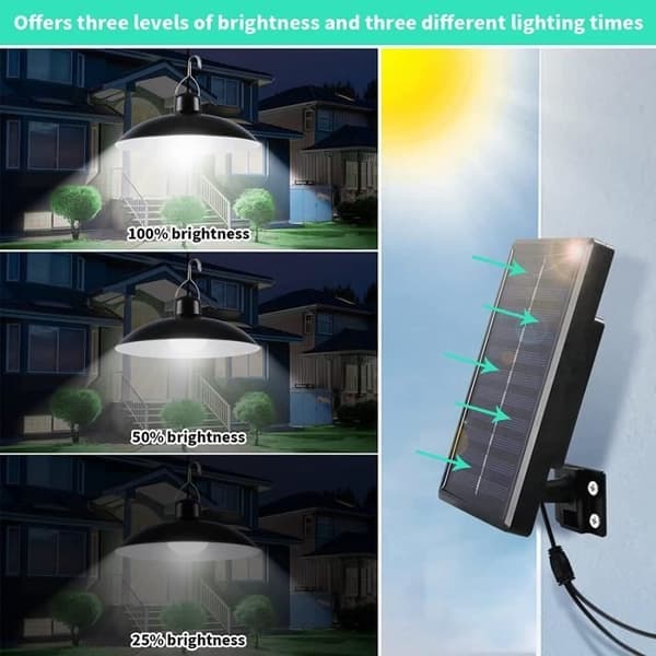 Solar lamp for outdoor use - Double lamp - IP65 Waterproof - Remote control - Black - Modern - Solar powered