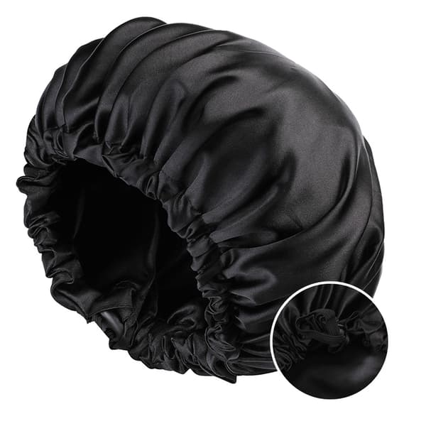 Satin sovehette - Svart