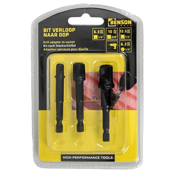 Adapterborr til hylse 1/4-3/8-1/2\" x 70 mm
