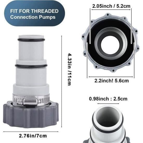 Poolslangadapter - A - 2-set - 32 till 38 mm - Klämma ingår - Gängad anslutning - Ovanmarkspooler