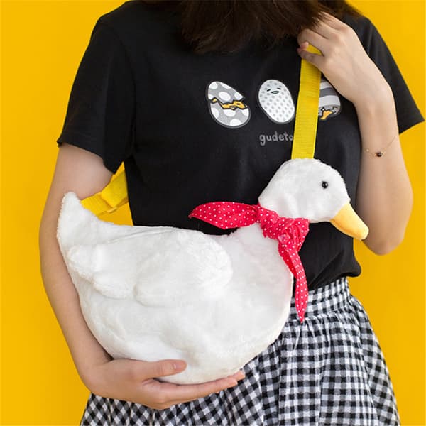1 pc Cartoon Simulation Adorable Duck Single Shoulder Bag Plush Backpack (white)